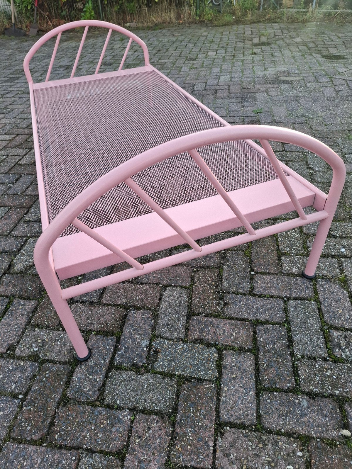 Vintage Auping spiraalmatras bed - roze eenpersoons, Ophalen of Verzenden