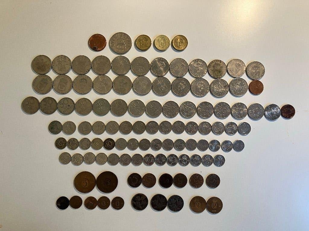 108 munten Zweden, 1920-2016, Ophalen of Verzenden, Overige landen, Losse munt, Zilver