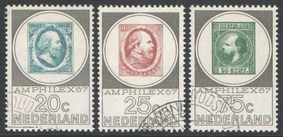Nederland NVPH nr 886/8 gestempeld Amphilex 1967, Ophalen of Verzenden, Na 1940, Gestempeld