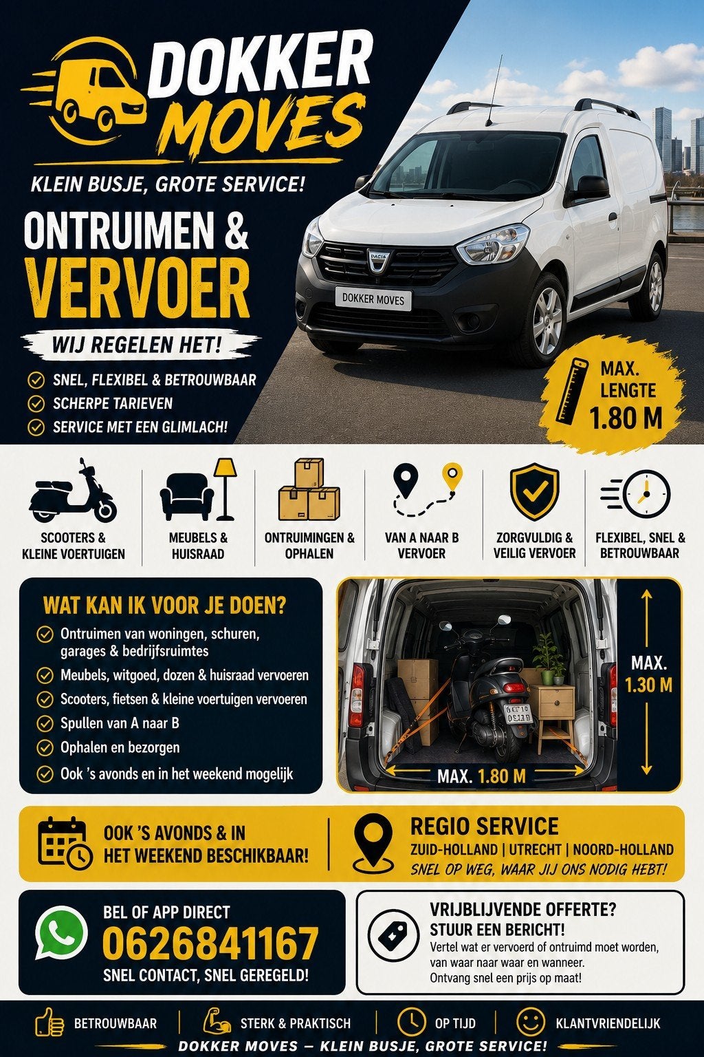 Ontruiming, verhuizing & spullen vervoeren | Scooter/meubels, Inpakservice, Opslag