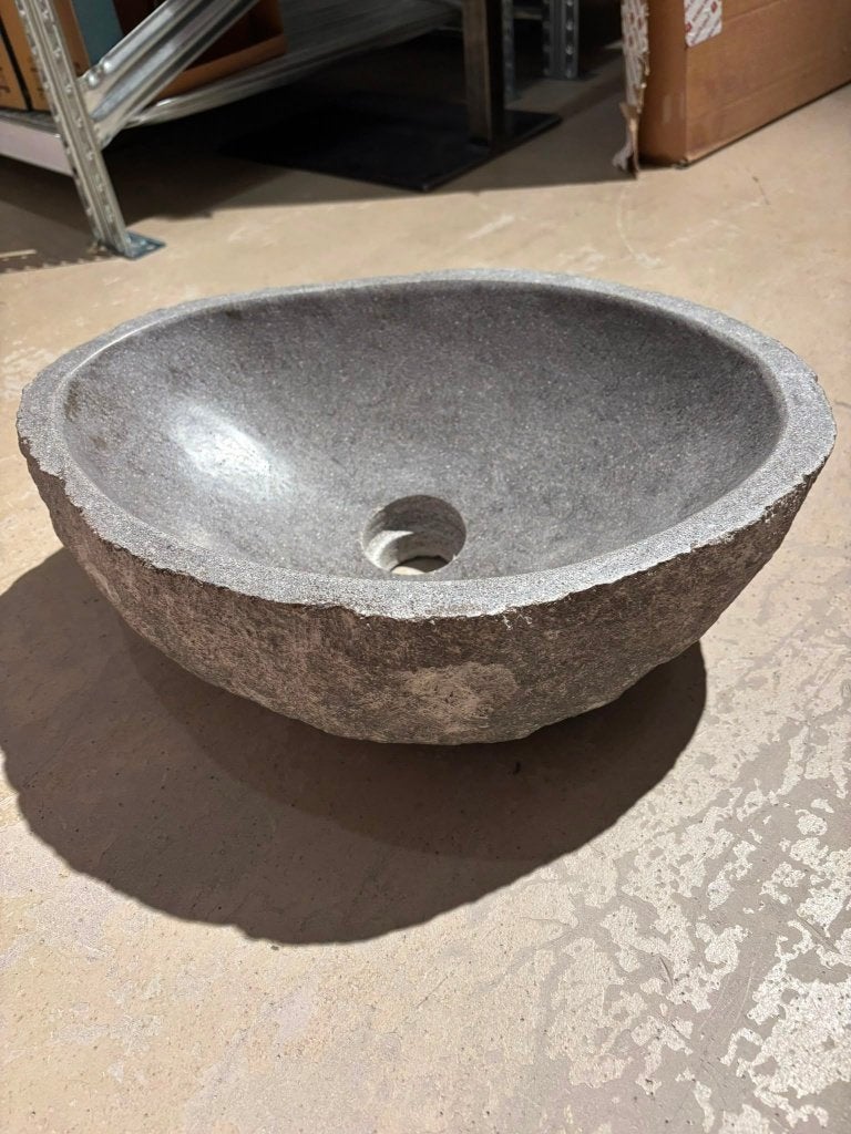 Opbouwkom natuursteen - basalt, Ophalen, 25 tot 50 cm, Wasbak of Wastafel, Minder dan 100 cm