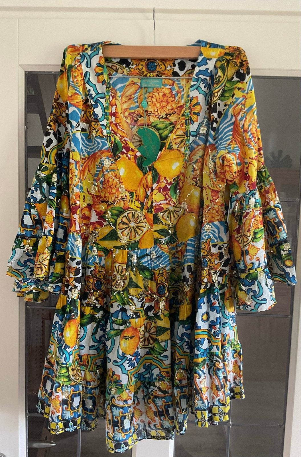 Antica Sartoria Positano jurk met citroenprint, Kleding | Dames, Maat 38/40 (M), Meerkleurig, Nieuw, Ophalen of Verzenden