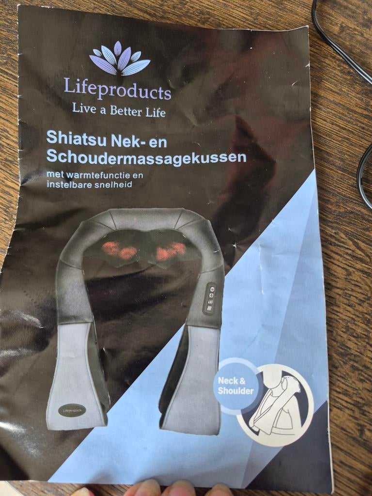 Lifeproducts Shiatsu Nek- en Schoudermassagekussen, Sport en Fitness, Massageproducten, Ophalen of Verzenden, Zo goed als nieuw