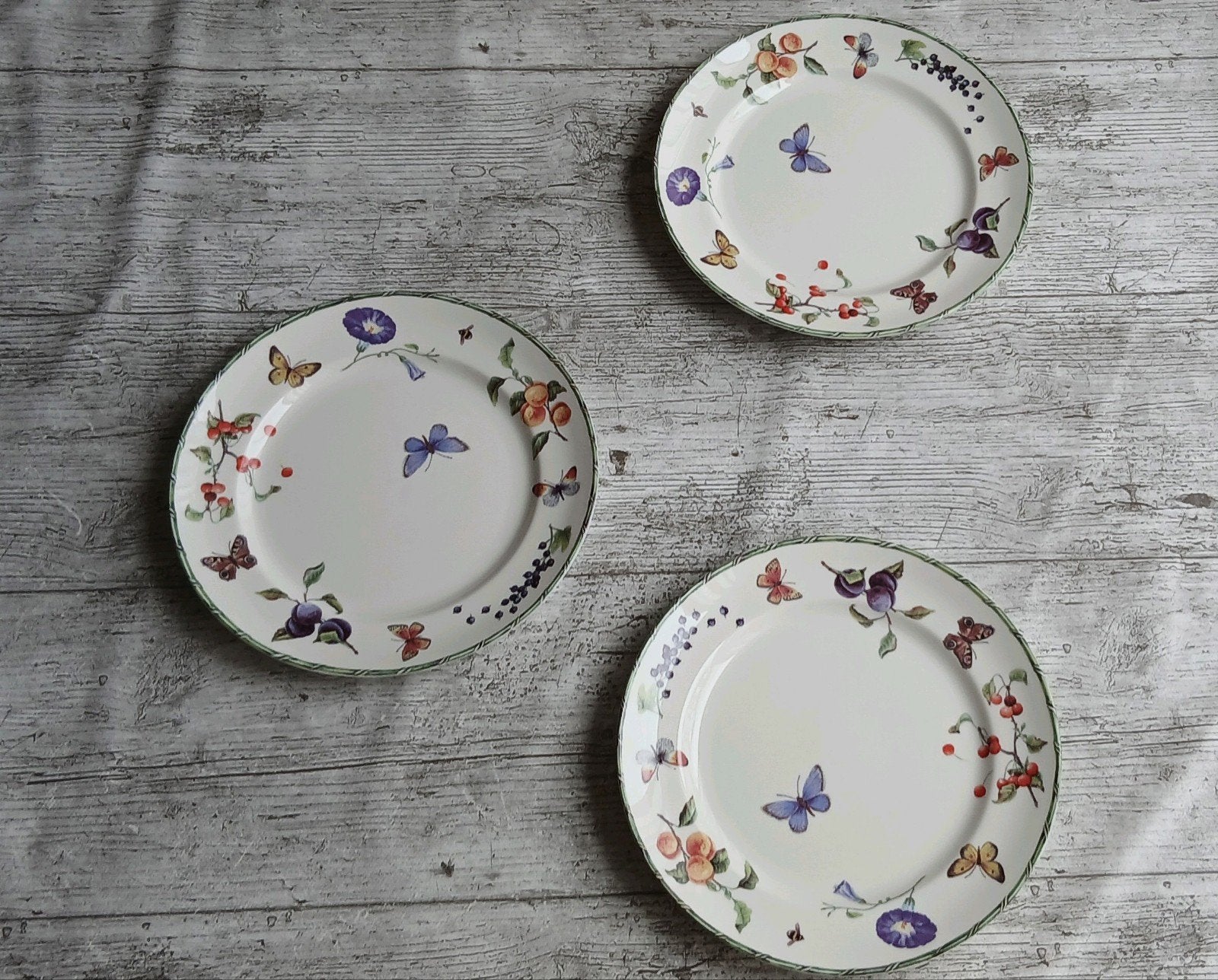 Nieuw! Set van 3 borden – Janneke Brinkman 'Fruit & Flowers', Ophalen, Nieuw, Bord(en), Overige stijlen