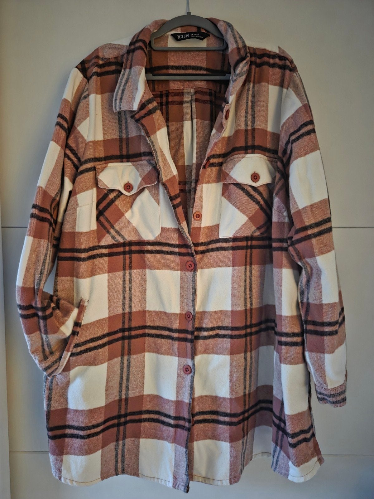 NIEUW YoursClothing Geruite Blouse/Jasje Roze Wit Maat 54/56, Kleding | Dames, Blouses en Tunieken, Maat 46/48 (XL) of groter