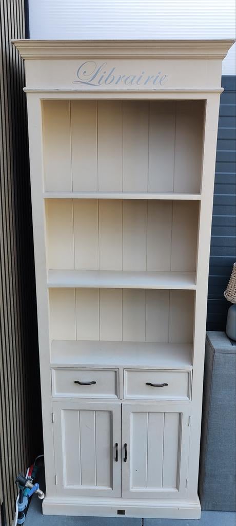 Vintage Colmore crèmewit houten boekenkast, Huis en Inrichting, Kasten | Boekenkasten, Ophalen, Gebruikt, 200 cm of meer, Vintage