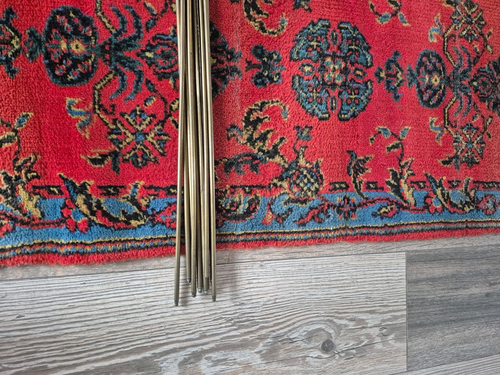 Vintage Oosterse traploper - Rood met Blauwe Accent, Huis en Inrichting, Stoffering | Tapijten en Kleden, Minder dan 50 cm, Gebruikt