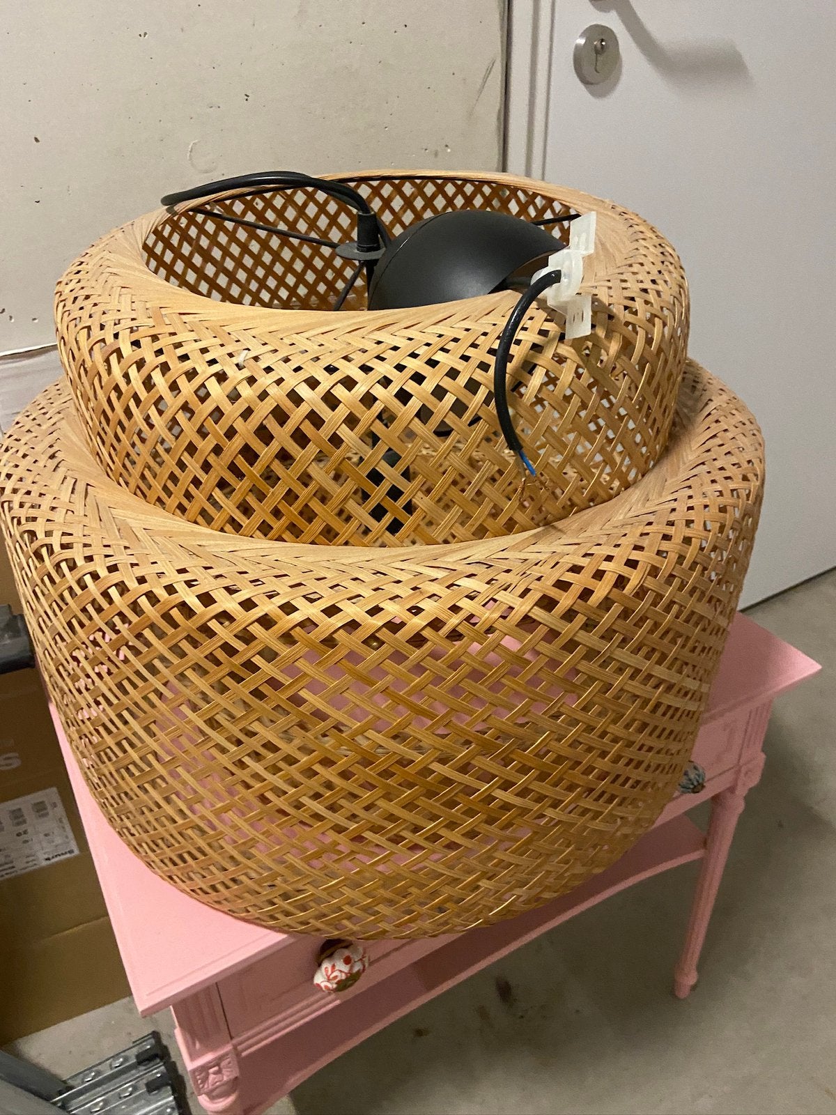 Ikea sinnerlig hanglamp van bamboe, Ophalen of Verzenden, Zo goed als nieuw, Rechthoekig, Riet