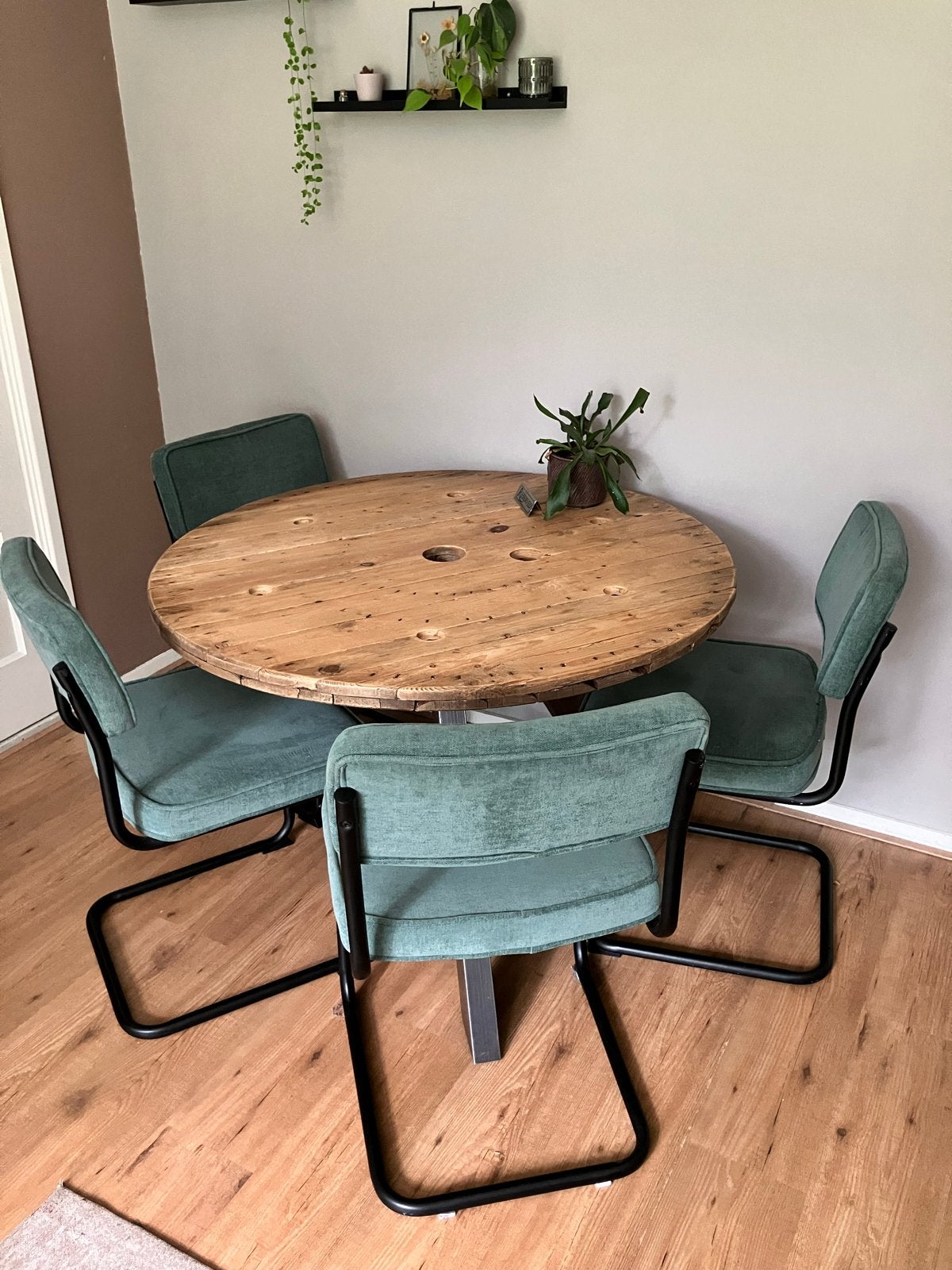 Unieke ronde eettafel van kabelhaspel, Ophalen, Gebruikt, 100 tot 150 cm, Rond