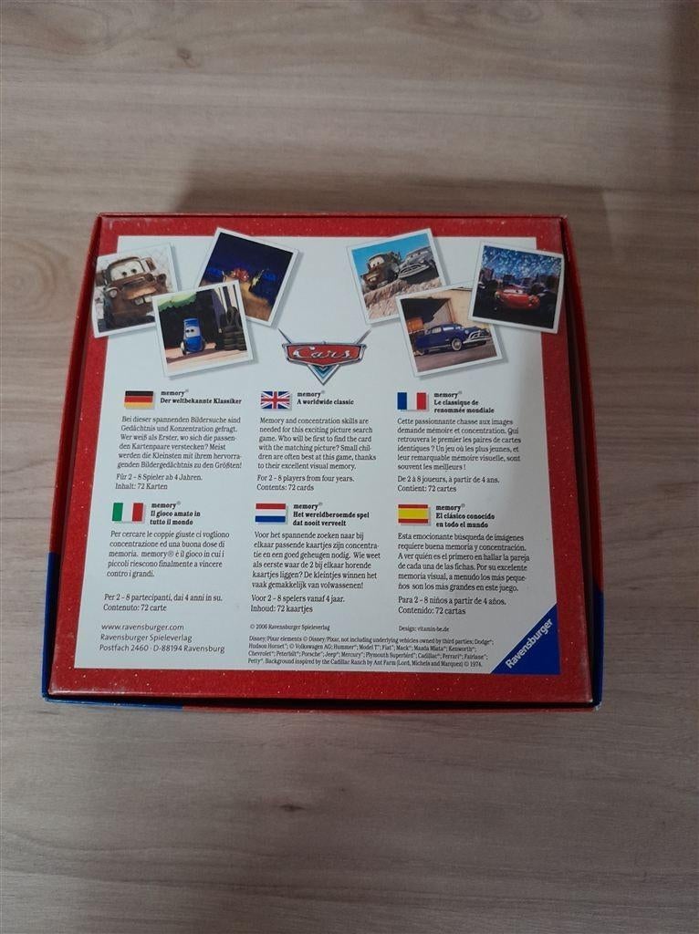 Disney Cars Memory - s1390, Hobby en Vrije tijd, Gezelschapsspellen | Bordspellen, Verzenden, Zo goed als nieuw