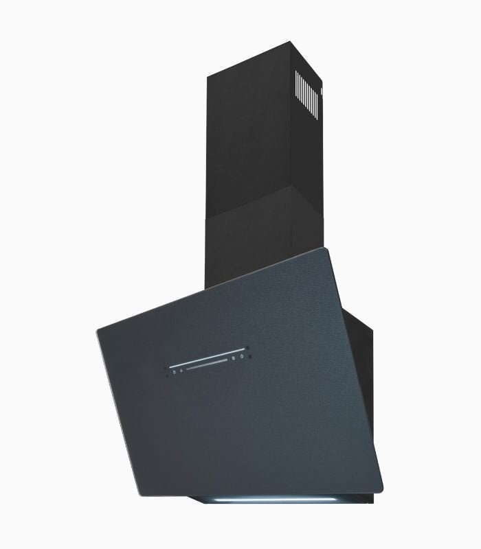 Nieuwe zwart glas schuine afzuigkap 60 c br max 570 m³/h, Witgoed en Apparatuur, Ophalen, Wandschouwkap, Motor, Nieuw