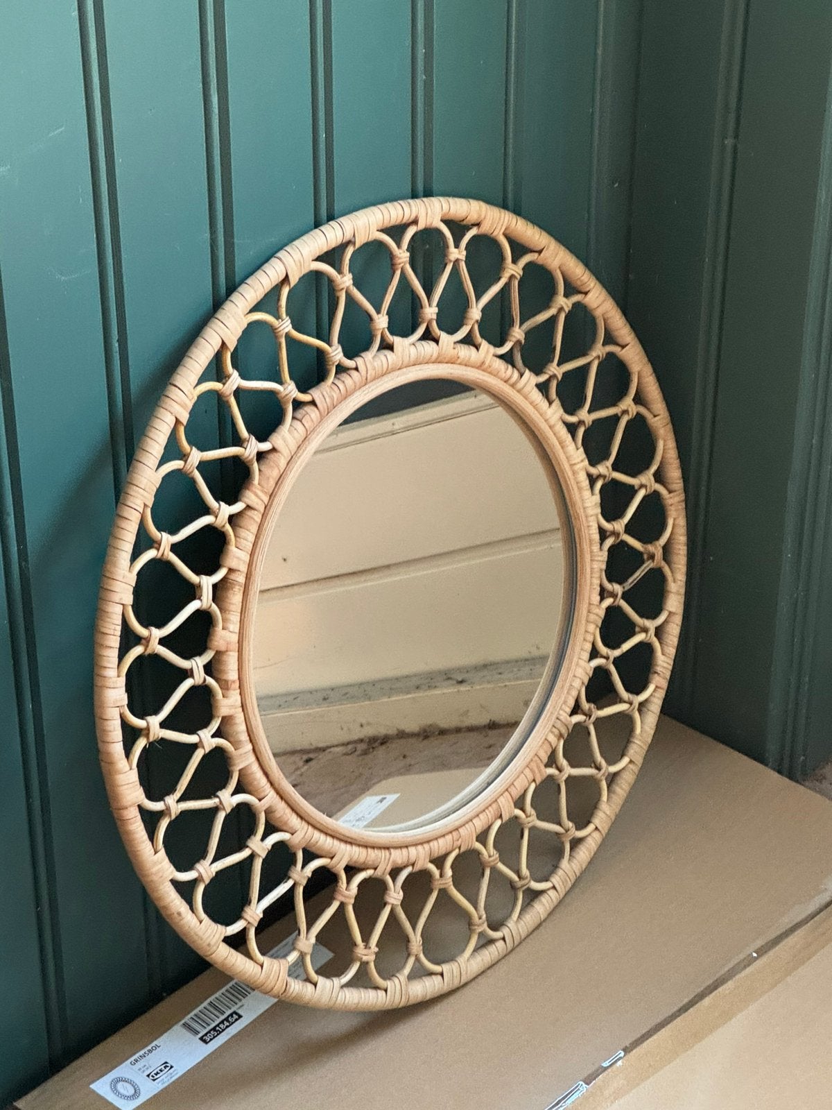 Rotan spiegel - GRINSBOL IKEA, Minder dan 50 cm, Rond, Ophalen of Verzenden, Zo goed als nieuw