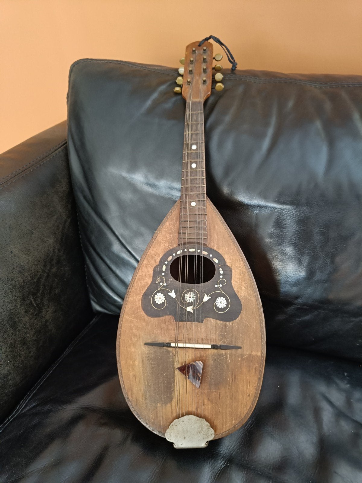 Antieke Mandoline met Inlegwerk en Originele Hoes, Muziek en Instrumenten, Snaarinstrumenten | Mandolines, Ophalen, Gebruikt