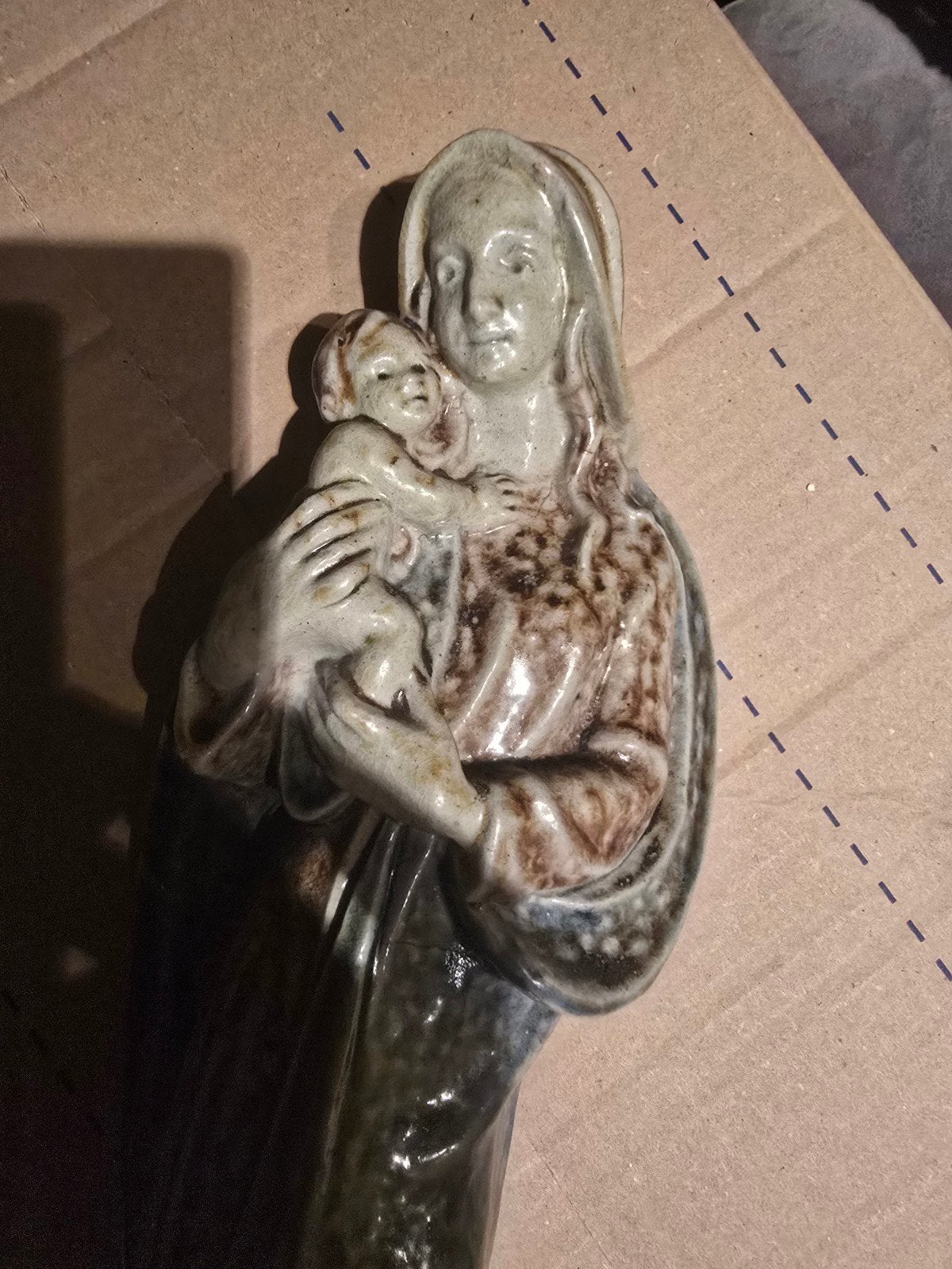 Vintage Keramische Maria met Kind Beeld - St. Joris Beesel, Antiek en Kunst, Ophalen of Verzenden