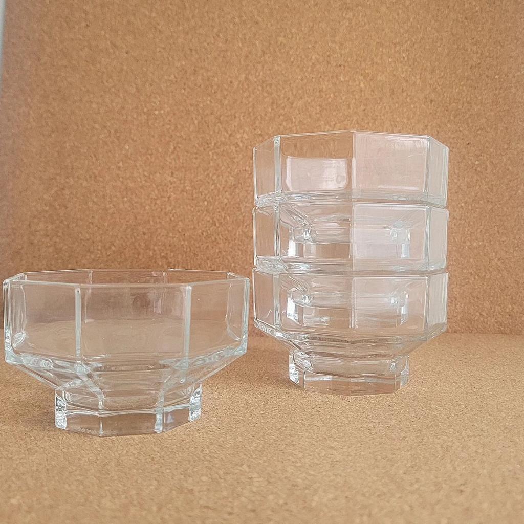 20x sundae schaaltjes Arcoroc Octime zwart en transparant, Ophalen of Verzenden, Zo goed als nieuw, Glas, Kom(men)