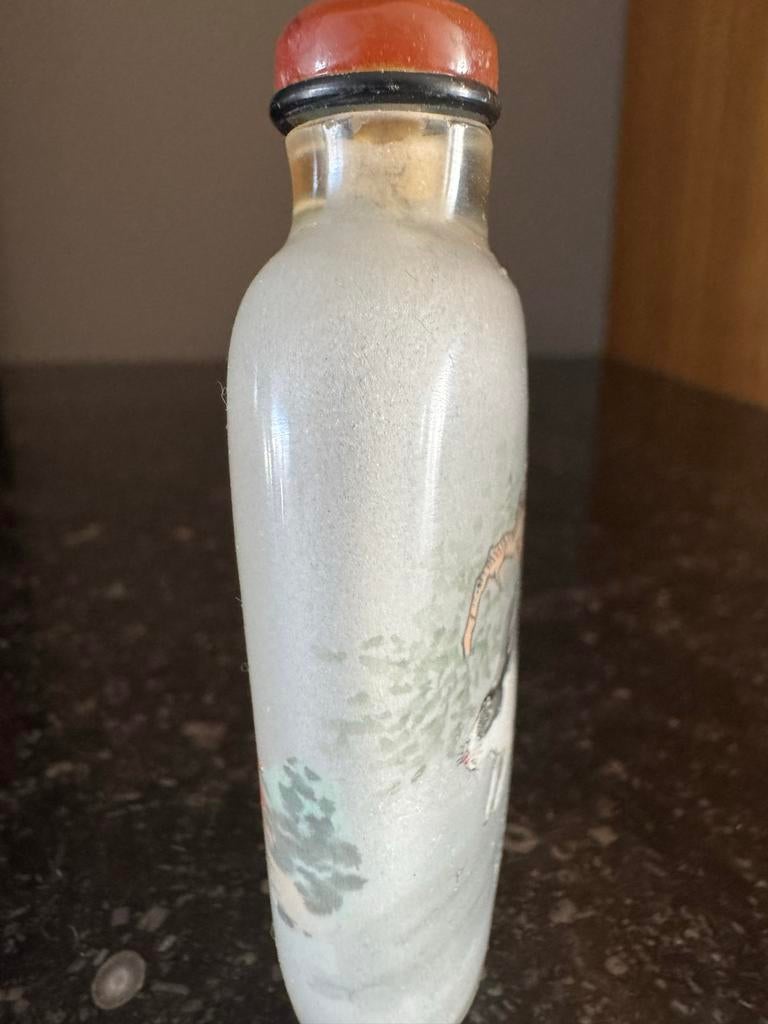 Antieke Chinese Snuff Bottle - Handgeschilderd Glas, Antiek en Kunst, Antiek | Glas en Kristal, Verzenden