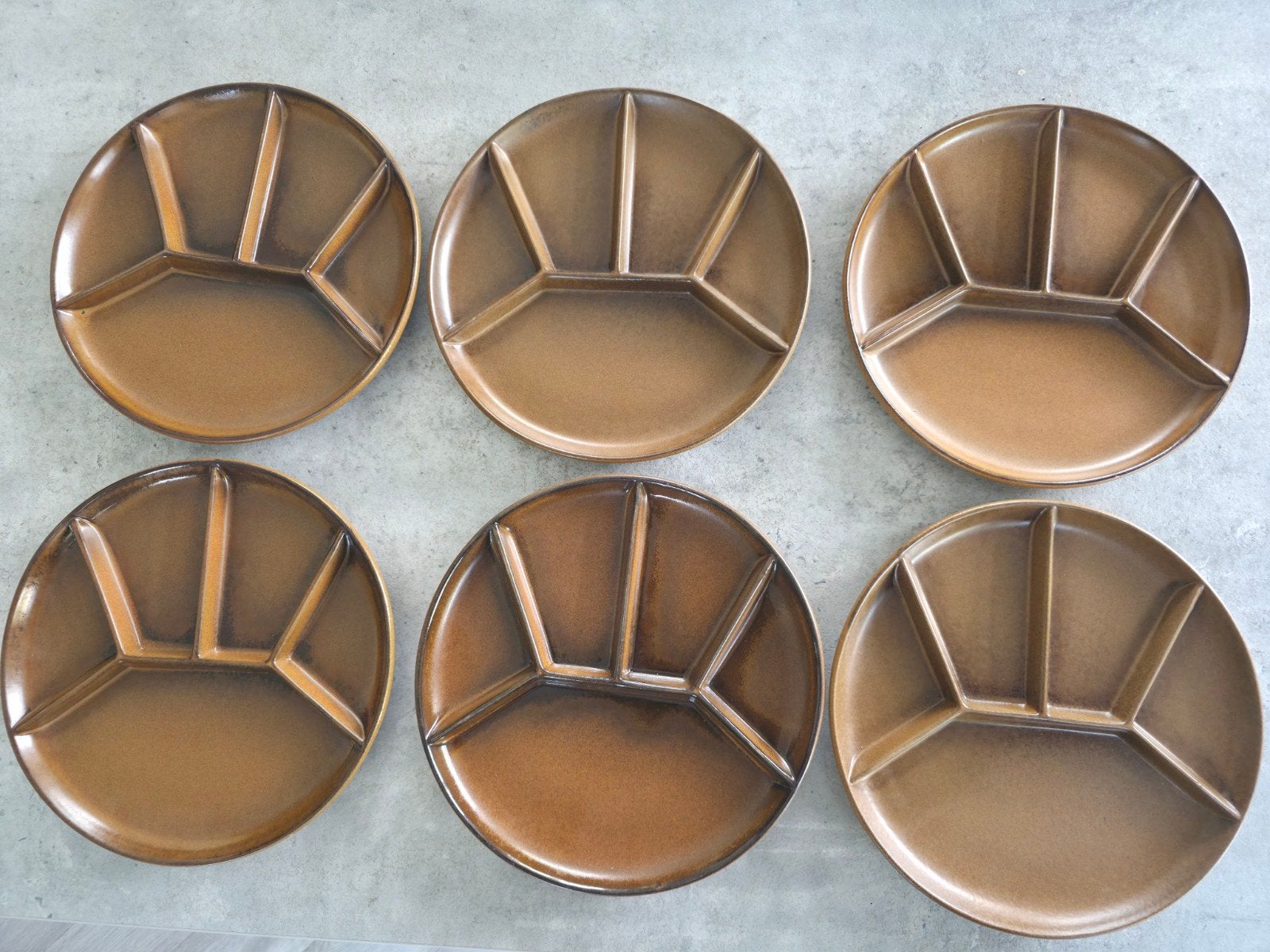 Set van 6 vintage Gerzit  fondue/gourmet borden, Huis en Inrichting, Keuken | Servies, Ophalen of Verzenden, Overige stijlen, Bord(en)