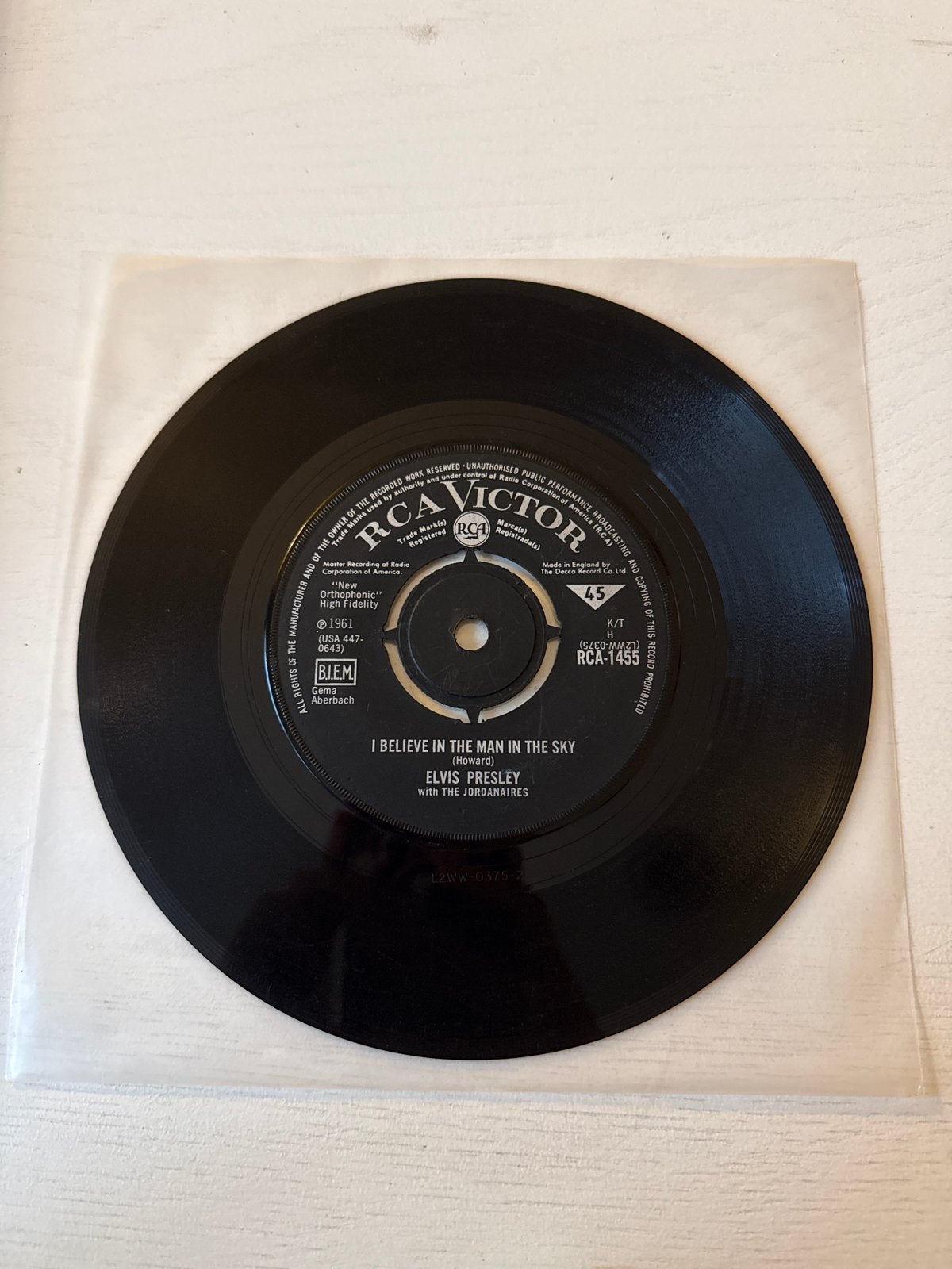 Elvis Presley - Crying in the Chapel / I Believe in the Man, Cd's en Dvd's, Ophalen, Gebruikt, Originele persing, 7 inch