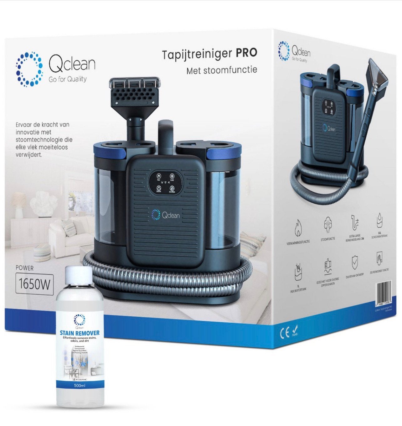 Qclean Tapijtreiniger 4-in-1 Vlekkenreiniger&Stoomreiniger, Ophalen, Nieuw