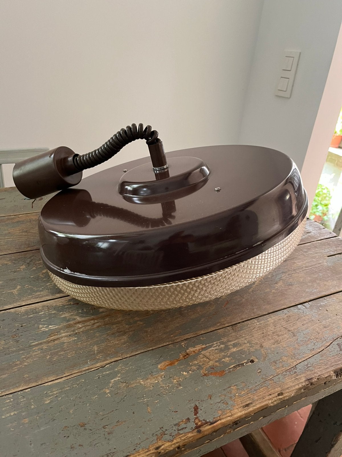 MOOIE VINTAGE HANGLAMP TREKPENDEL LAMP JAREN 70 ZGSTAAT, Ophalen of Verzenden