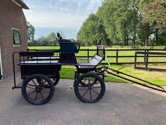 Marathonwagen van der Wal + compleet Fugers leren mentuig, Dieren en Toebehoren, Zo goed als nieuw, Marathonwagen, Paard