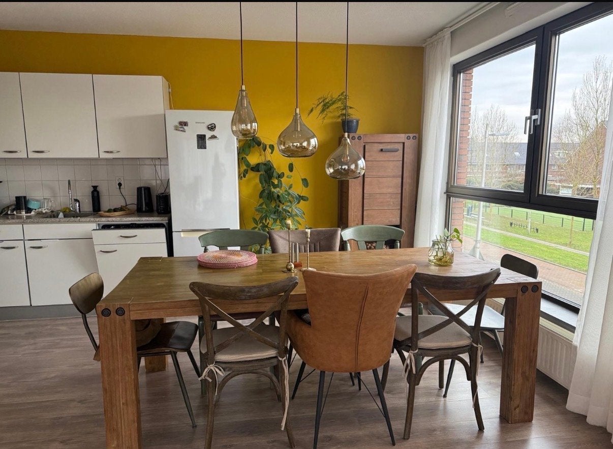 Robuuste houten eettafel met of zonder stoelen, Ophalen, Gebruikt, 200 cm of meer, 50 tot 100 cm