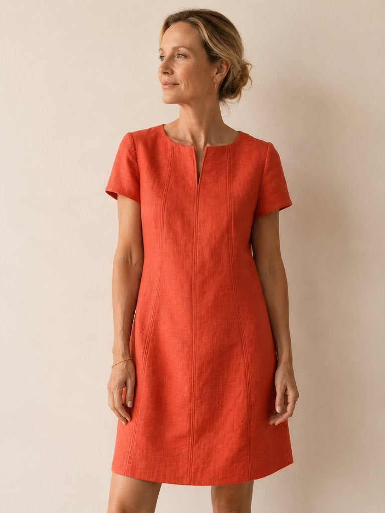 Natan Koraal Designer Jurk EU 40  Midi Dress Quiet Luxury, Maat 38/40 (M), Verzenden, Nieuw, Oranje