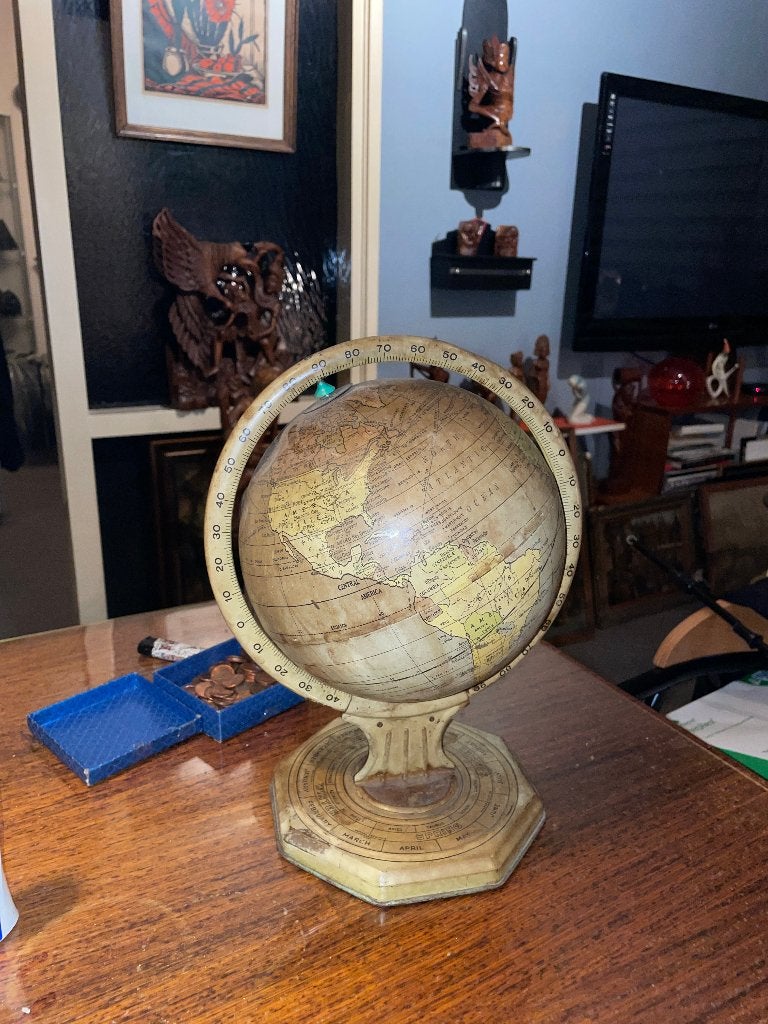 Zeer oude aparte Globe wereldbol helemaal van blik !, Huis en Inrichting, Gebruikt, Metaal, Antieke wereldbol, Draaibaar