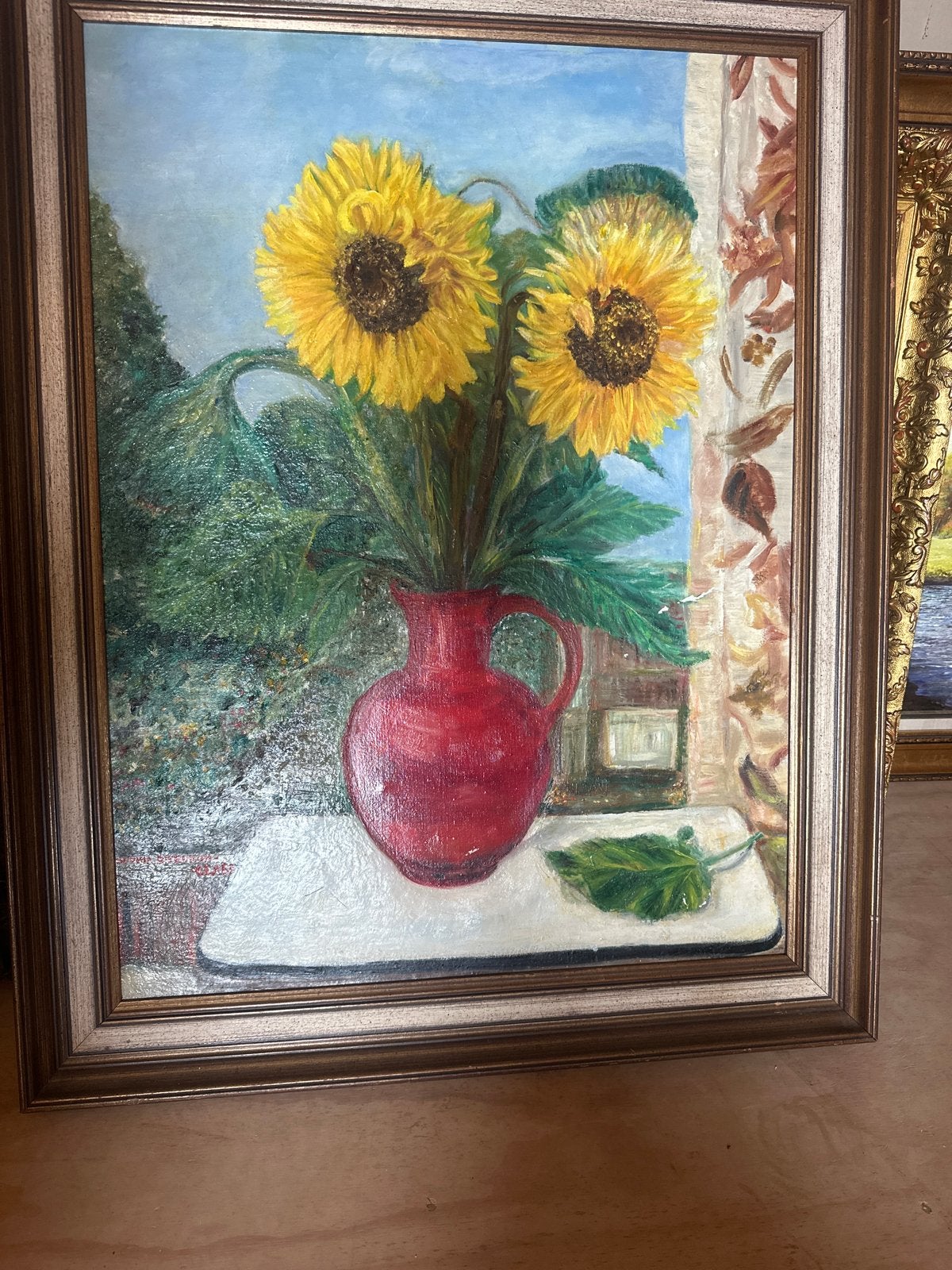 Schilderij Zonnebloemen in Vaas - Sophia Sieburgh-Claes, Antiek en Kunst, Ophalen of Verzenden