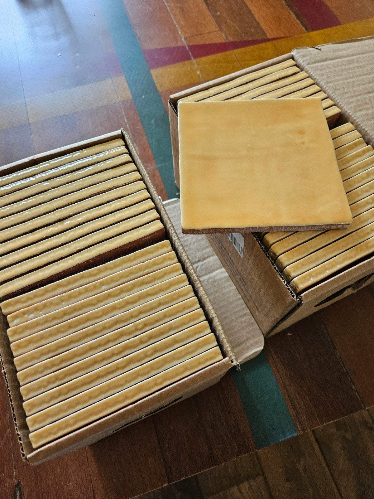 Nieuwe gele Winchester Tegels 13x13 cm - Straw Cosmopolitan, Doe-het-zelf en Verbouw, Tegels, Ophalen, Nieuw, Minder dan 20 cm