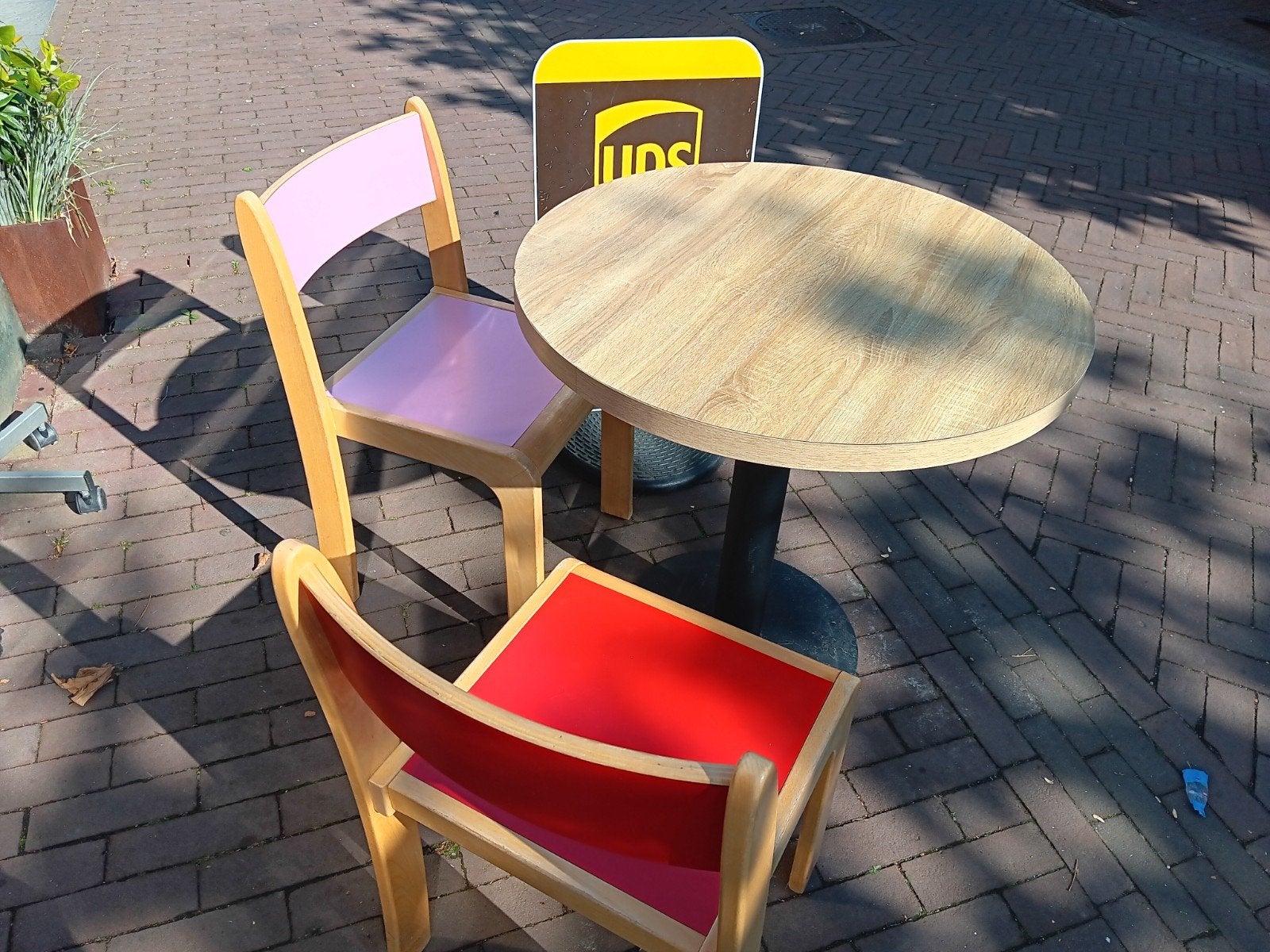 Tafel met 2 stoelen - Opruiming, Overige houtsoorten, Gebruikt, 50 tot 100 cm, Tot twee personen