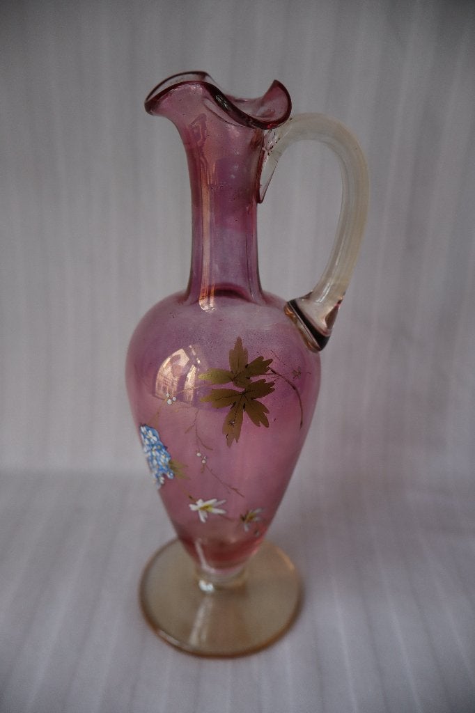 Antieke Art Nouveau glas emaille vaas c 1900, Ophalen of Verzenden