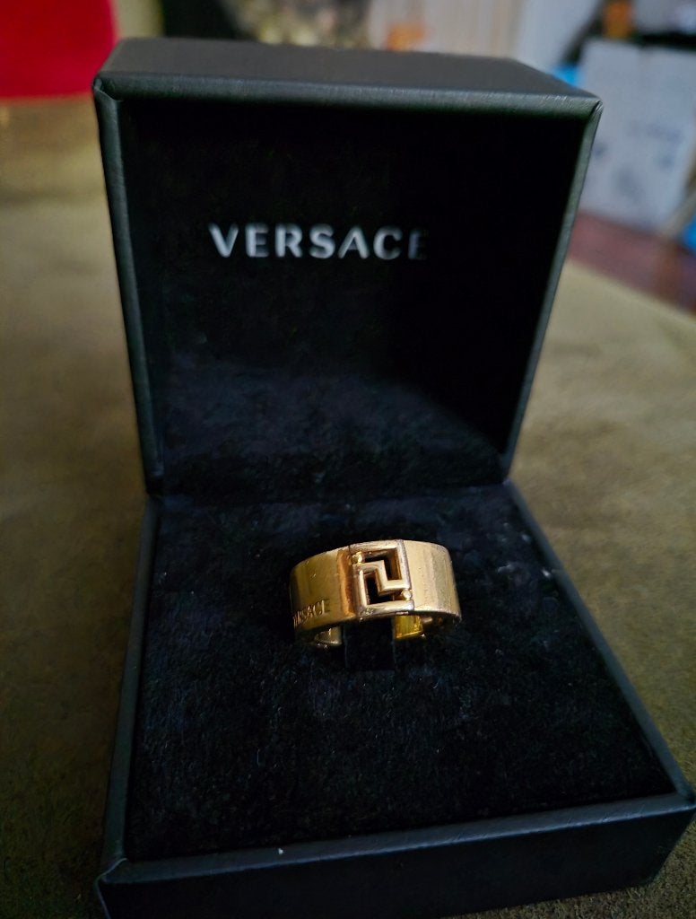 Unisex Versace ring, Gebruikt, IJzer of Staal, Ophalen of Verzenden, 17 tot 18