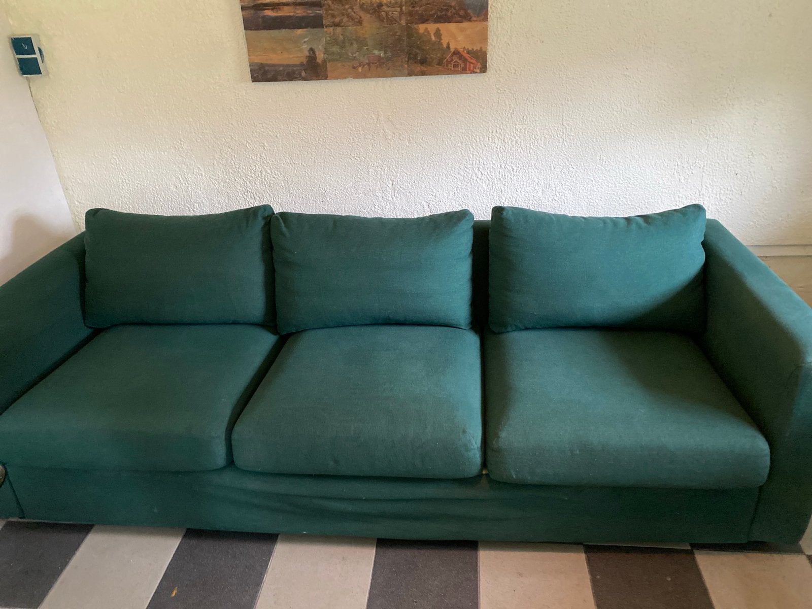 IKEA Vimle 3-zits bank - Donkergroen, Ophalen, Gebruikt, Driepersoons, 75 tot 100 cm