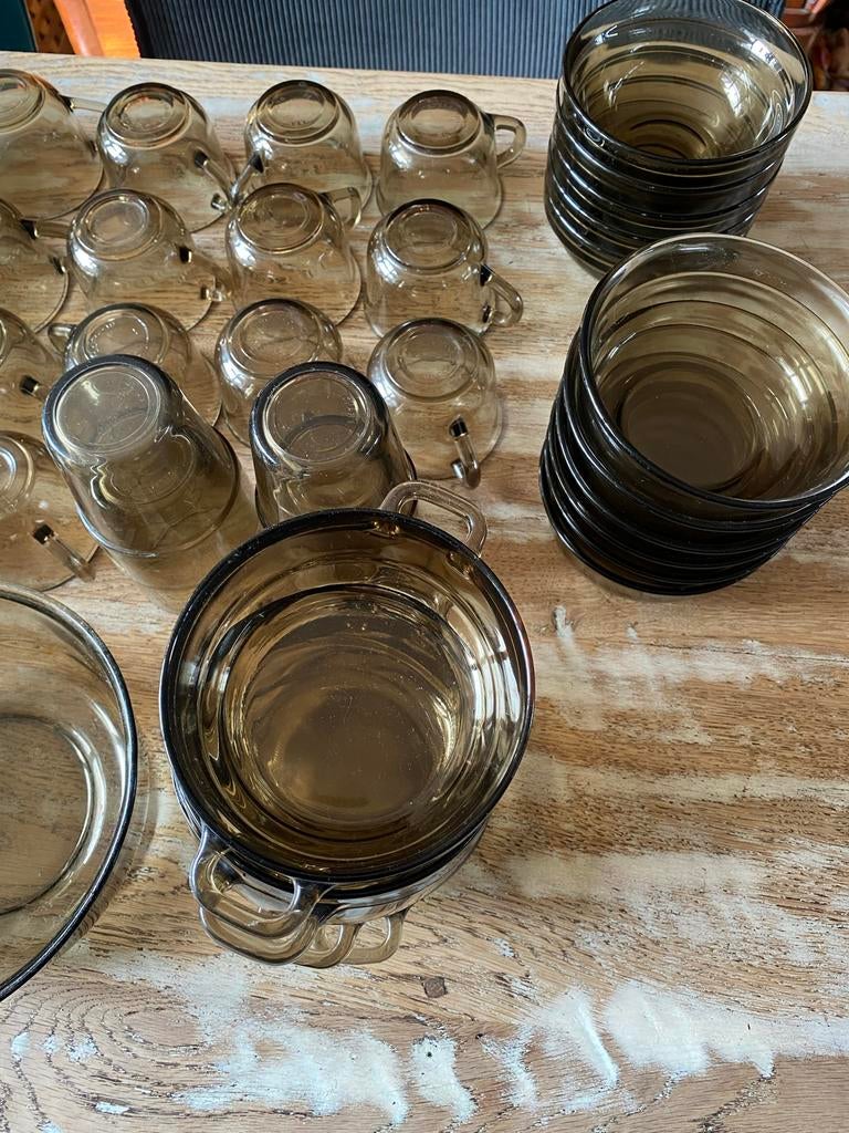 Vintage Arcoroc Rookglas Servies - Uitgebreide Set, Ophalen of Verzenden