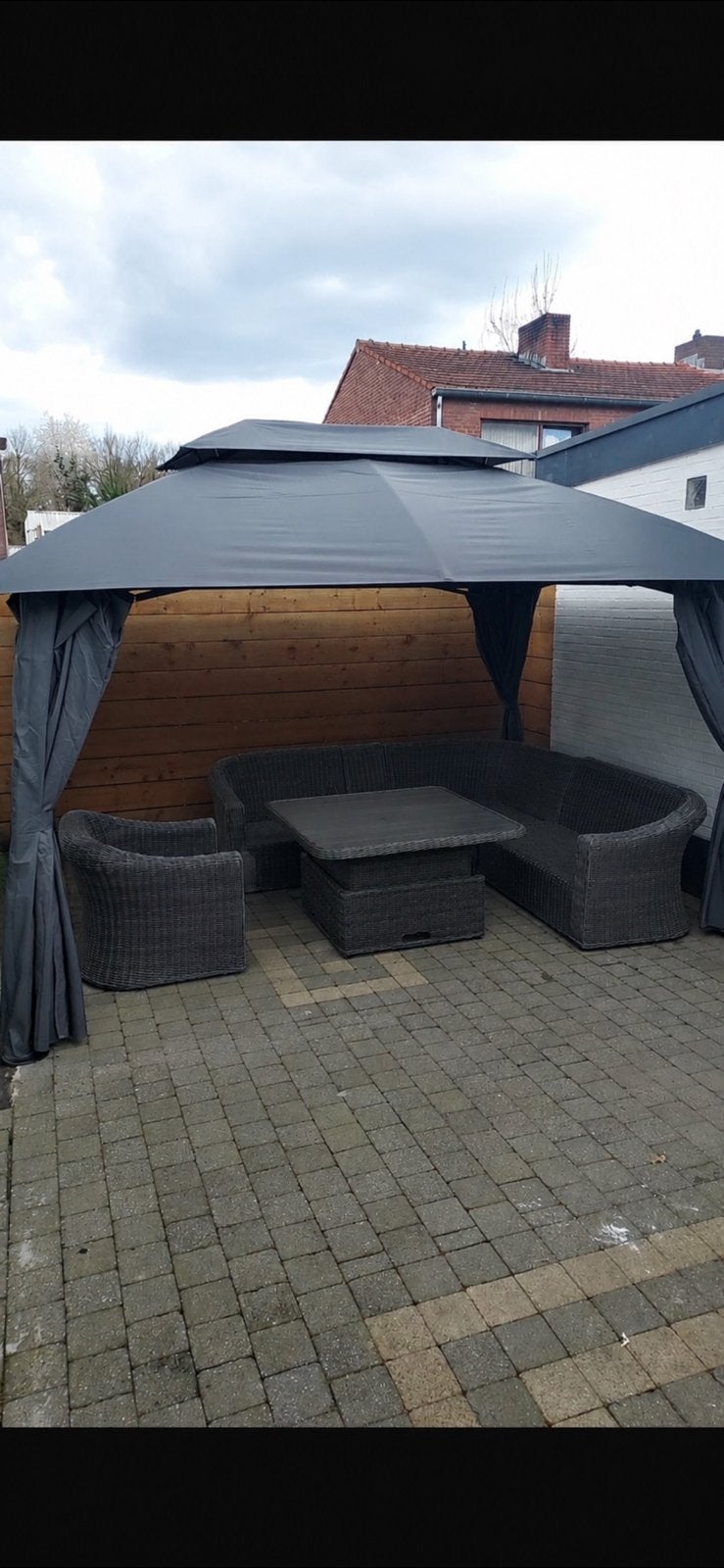 Grijze Tent 3x4m incl muggendoeken, Tuin en Terras, Partytenten, Ophalen, Zo goed als nieuw, 4 tot 6 meter, 2 meter of meer