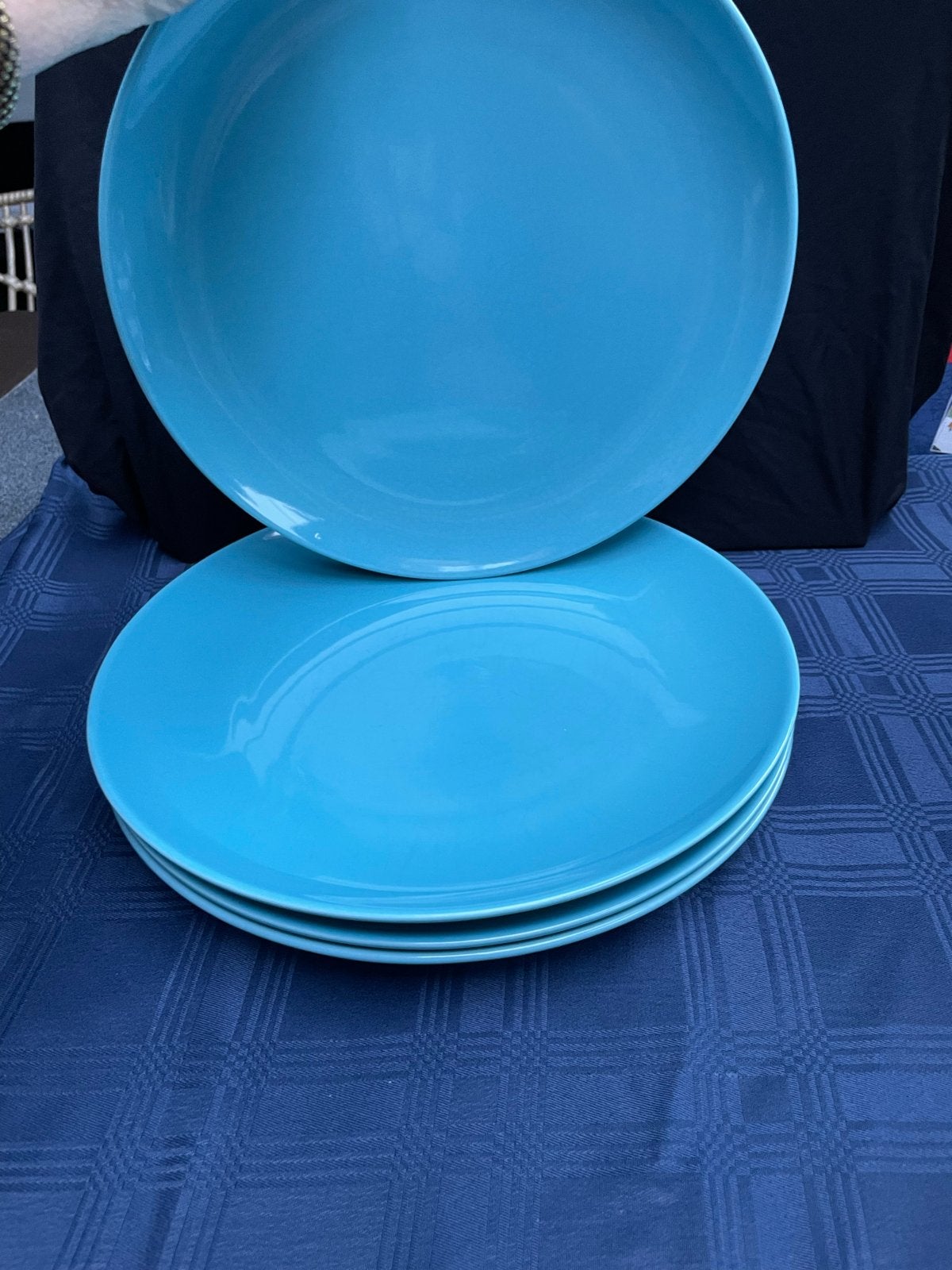Set van 4 turquoise borden, Keramiek, Ophalen of Verzenden, Zo goed als nieuw, Bord(en)