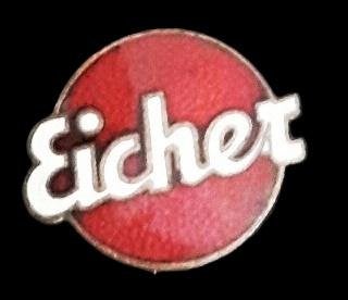 Eicher broche d.rood-wit emaille, Verzamelen, Verzenden, Nieuw, Transport, Speldje of Pin
