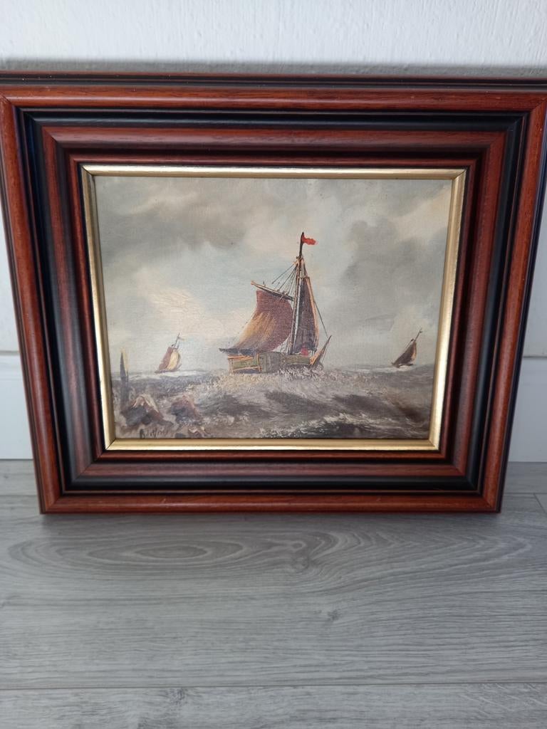 Schilderij zeezicht olieverf op linnen/Nederlandse meester, Ophalen of Verzenden