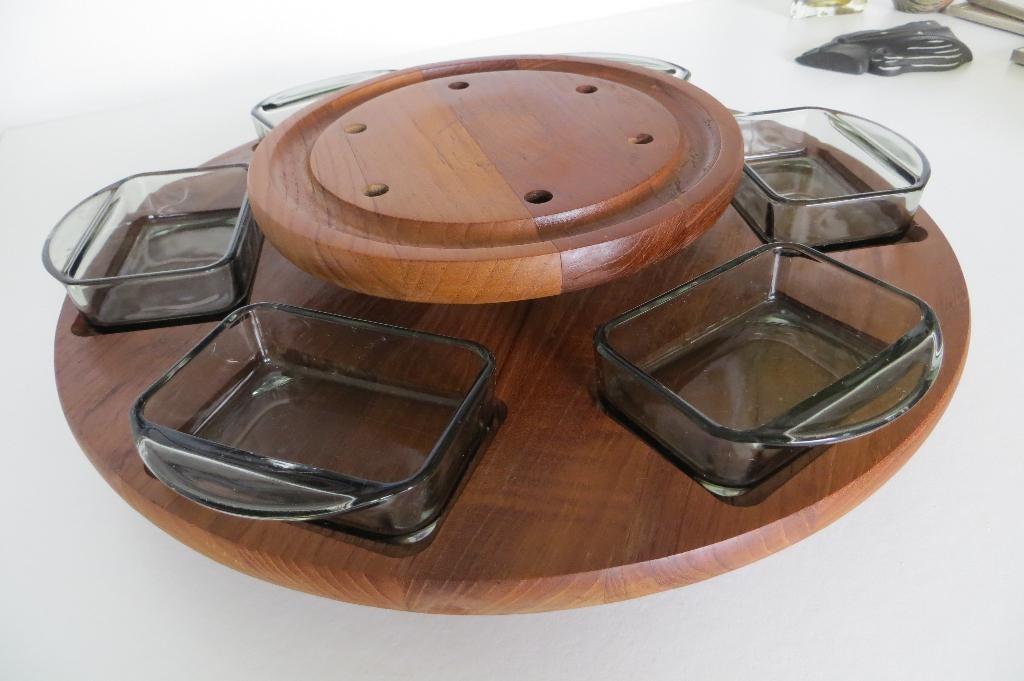 Vintage houten lazy suzan draaiplateau gemaakt door Digsmed, Ophalen of Verzenden, Overige typen