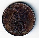 farthing  1928   Engeland. km. 825, Ophalen of Verzenden, Overige landen, Losse munt