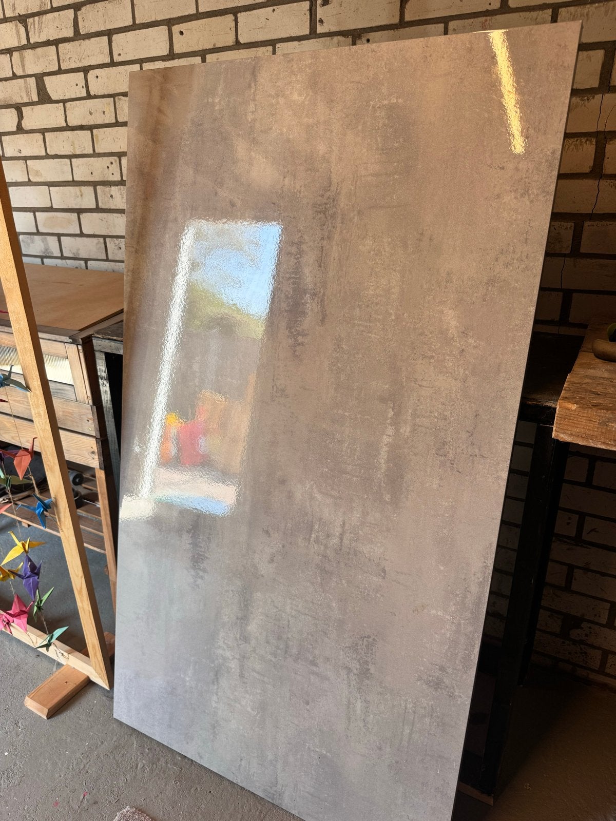 Zeer net lichtgrijs tafelblad 160x90cm, Ophalen, Overige materialen, 50 tot 100 cm, Zo goed als nieuw