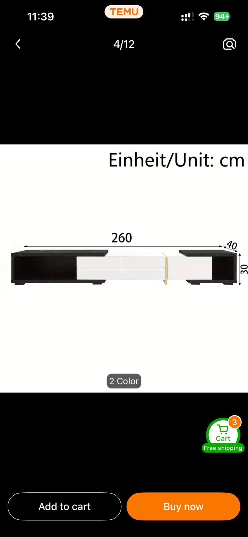 Nieuw gekocht TV-meubel - Zwart en Wit, Huis en Inrichting, Ophalen, Kunststof, Nieuw, 200 cm of meer