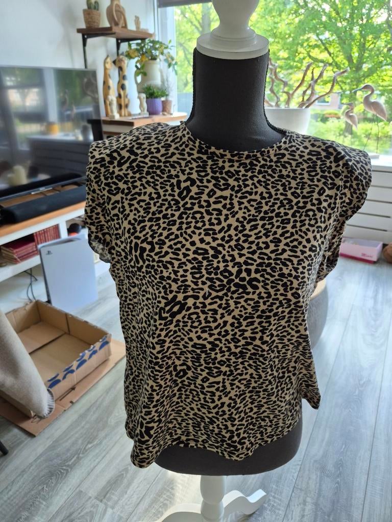 Stradivarius Leopard Print Top met Schoudervullingen, Beige, Maat 46/48 (XL) of groter, Ophalen of Verzenden, Zo goed als nieuw