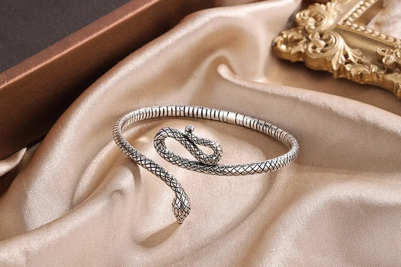 Zilverkleurige Slangen Dames Armband, Verzenden, Nieuw, Zilver, Overige materialen