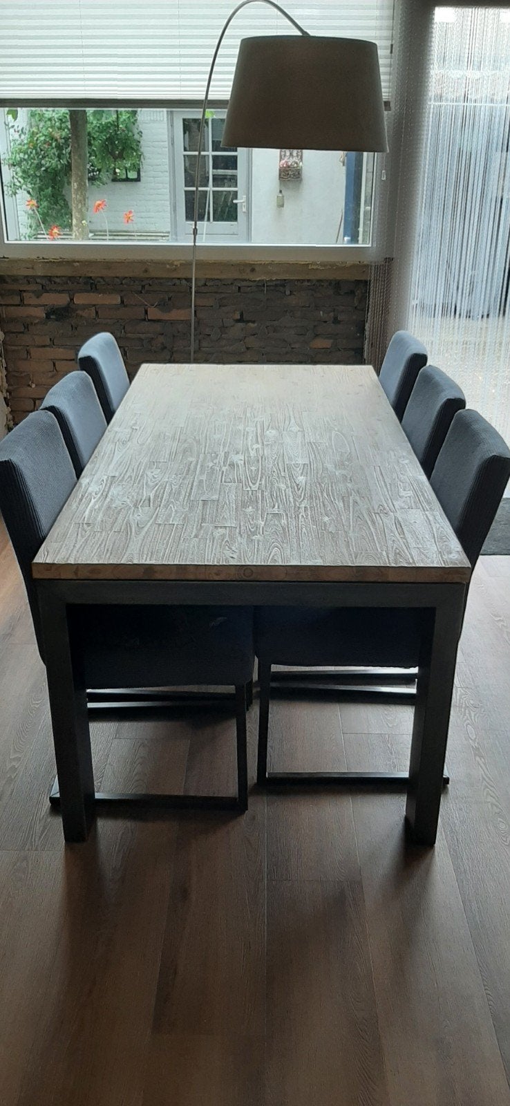 tafel en stoelen en kasten van teak hout en tv kast, Ophalen, Gebruikt, 4 tot 6 stoelen