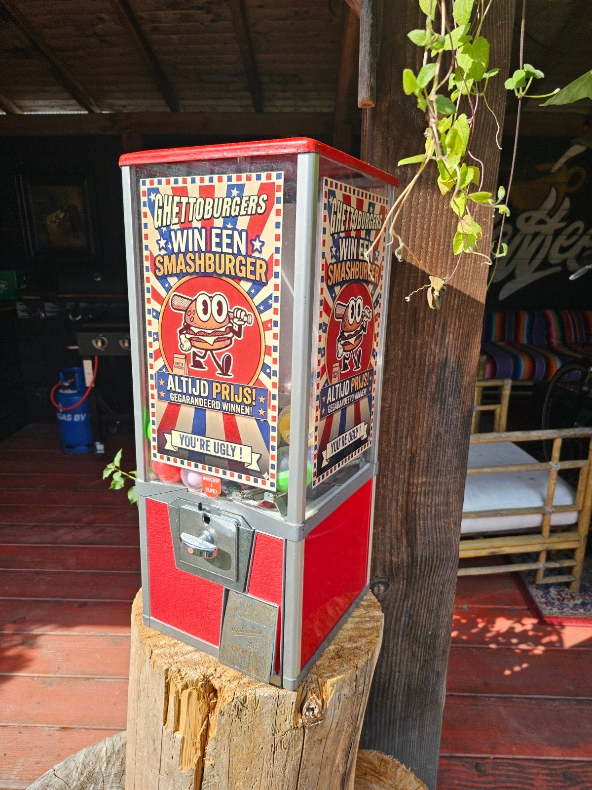 Retro Gumball Machine 1 Euro Munt capsules automaat, Ophalen of Verzenden, Gebruikt