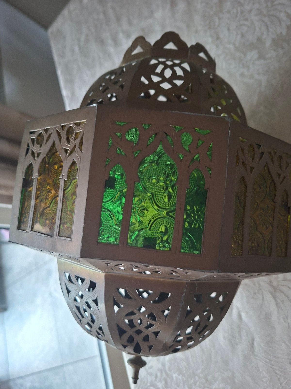 Prachtige Marokkaanse lamp met gekleurd glas, Ophalen