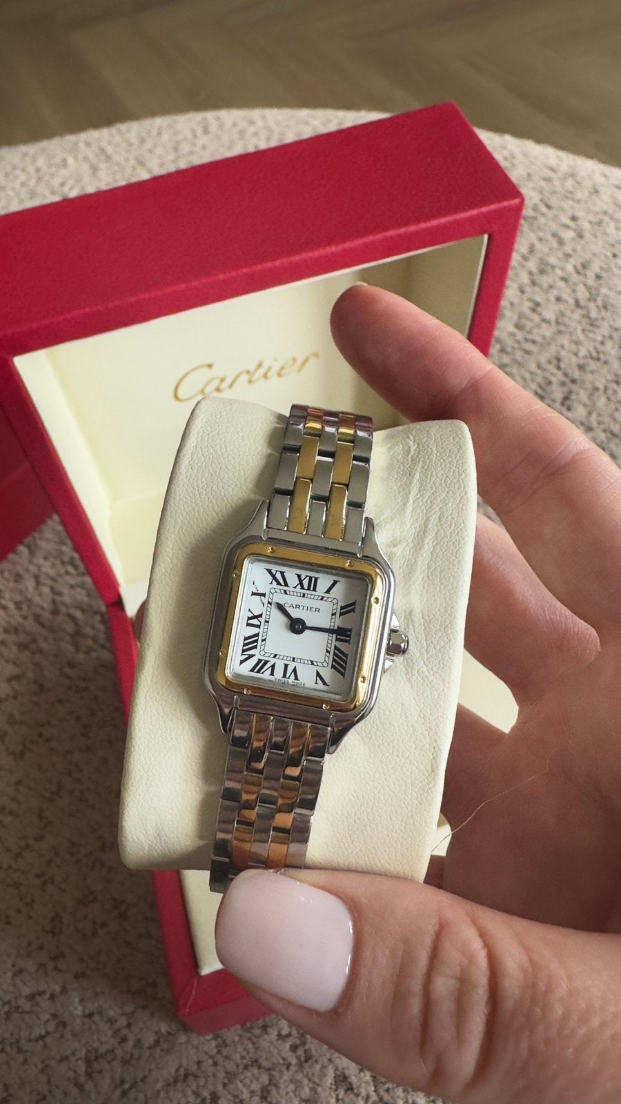 Cartier Panthere small horloge, Ophalen of Verzenden, Zo goed als nieuw, Staal, Overige merken