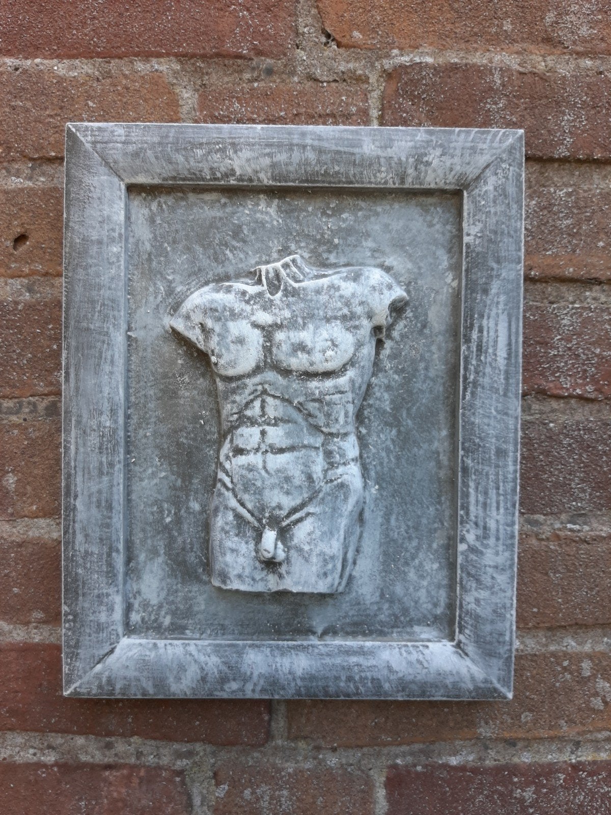 Torso man wanddecoratie betonnen beeld tuinbeeld beton, Ophalen of Verzenden